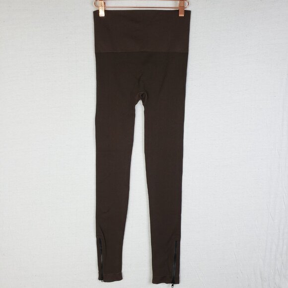 SPANX Seamless Leggings Ankle Side Zip High Rise Dark Brown size M - Picture 6 of 13